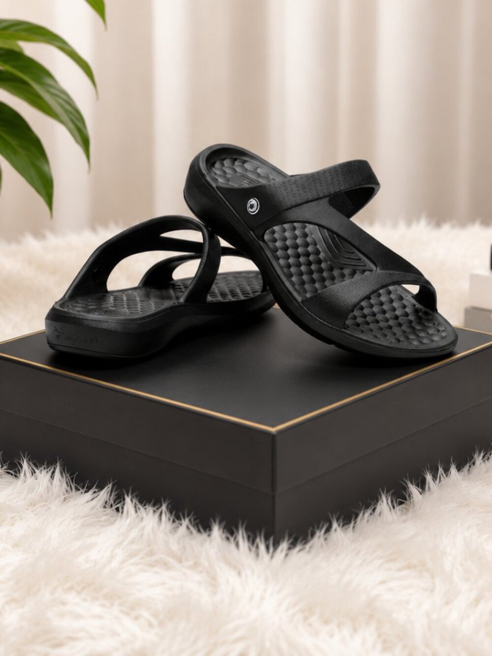 Women's Slip-On Arch Support Sandals Comfort Orthopedic Cushion Slides Black NWT